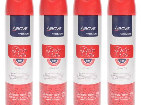 Above 48 Hours Antiperspirant Deodorant - Dolce Vita by Above for Women - 3.17 oz Deodorant Spray - Pack of 4 Fashion